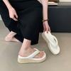 Fashion Women's Platform Silver Shoes, Platform Shoes, White, Hemp Rope, Flip-flops, Fashionable Design