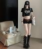 Pantaloncini Neri di Jeans Sexy a Vita Bassa Spicy Girl - Hot Pants Svasati Snella per Donna