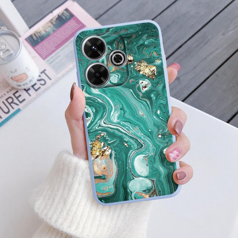 

For Redmi 13 4G Phone Case Brown Leopard Print Soft Silicone TPU Cover Colorful Marble Fundas For Xiaomi Redmi 13 Redmi13 Coque Redmi 13 4G