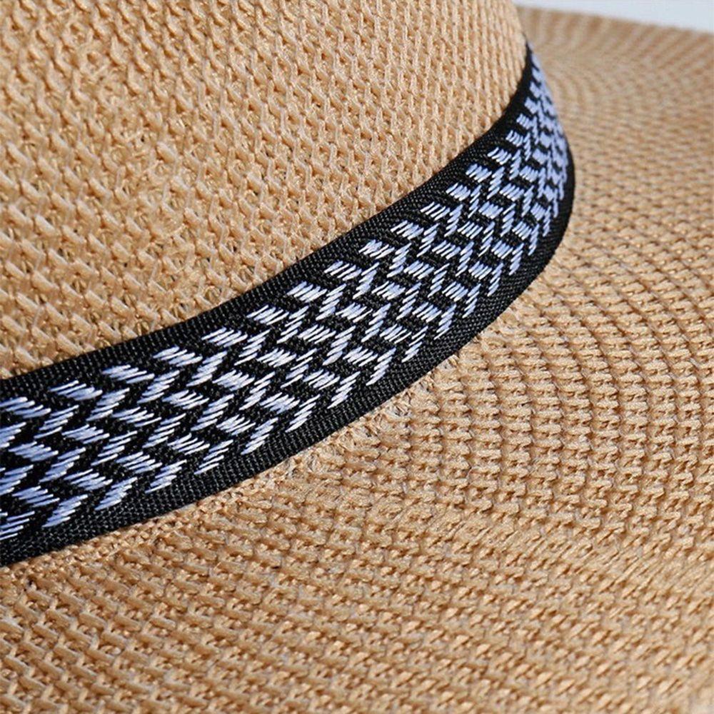 Male Female Beach Bohemia Style Old Man Sun Hat Panama Hat Middle-aged Men Straw Hat Solid Color