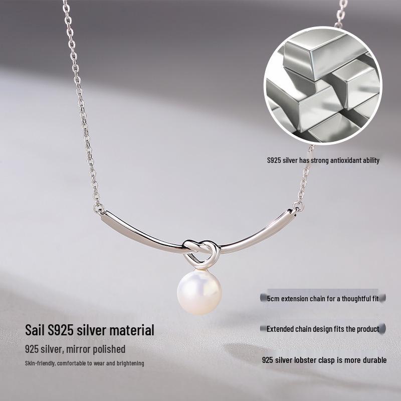 Elegant Heart-shaped Freshwater Pearl Necklace for Women with S925 Sterling Silver Pendant, Ideal for Qixi Festival.