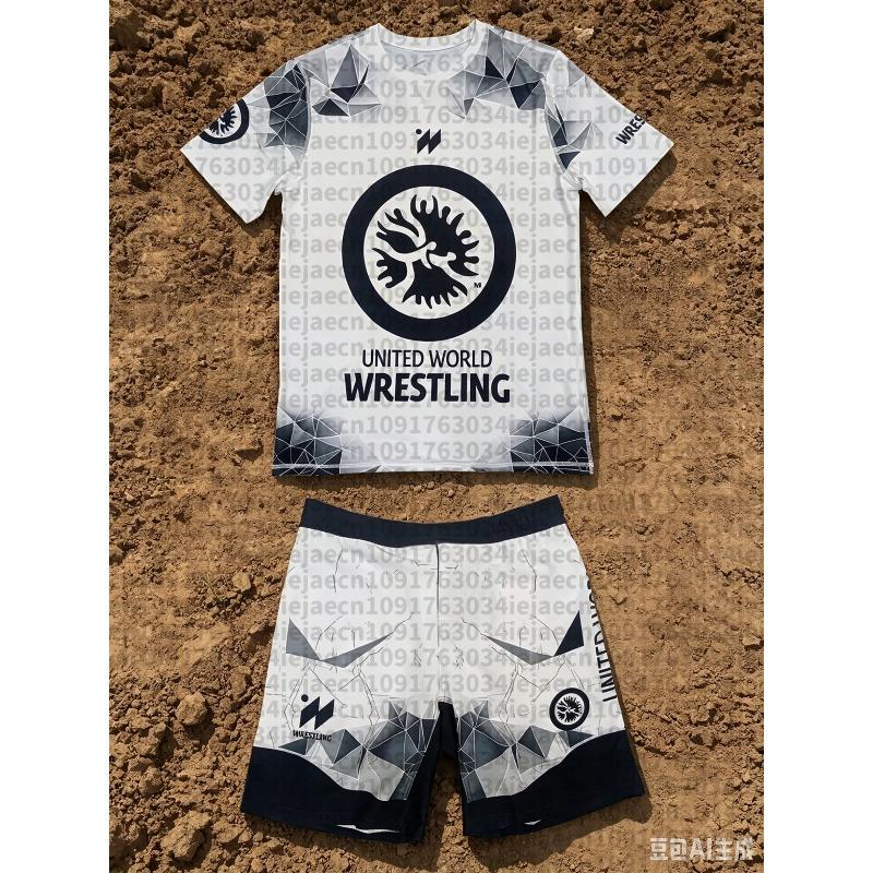 2026 Neues Sommer-Herren-United World Wrestling Sportbekleidungsset Kurzarm-T-Shirt und Shorts für MMA-Training Leicht