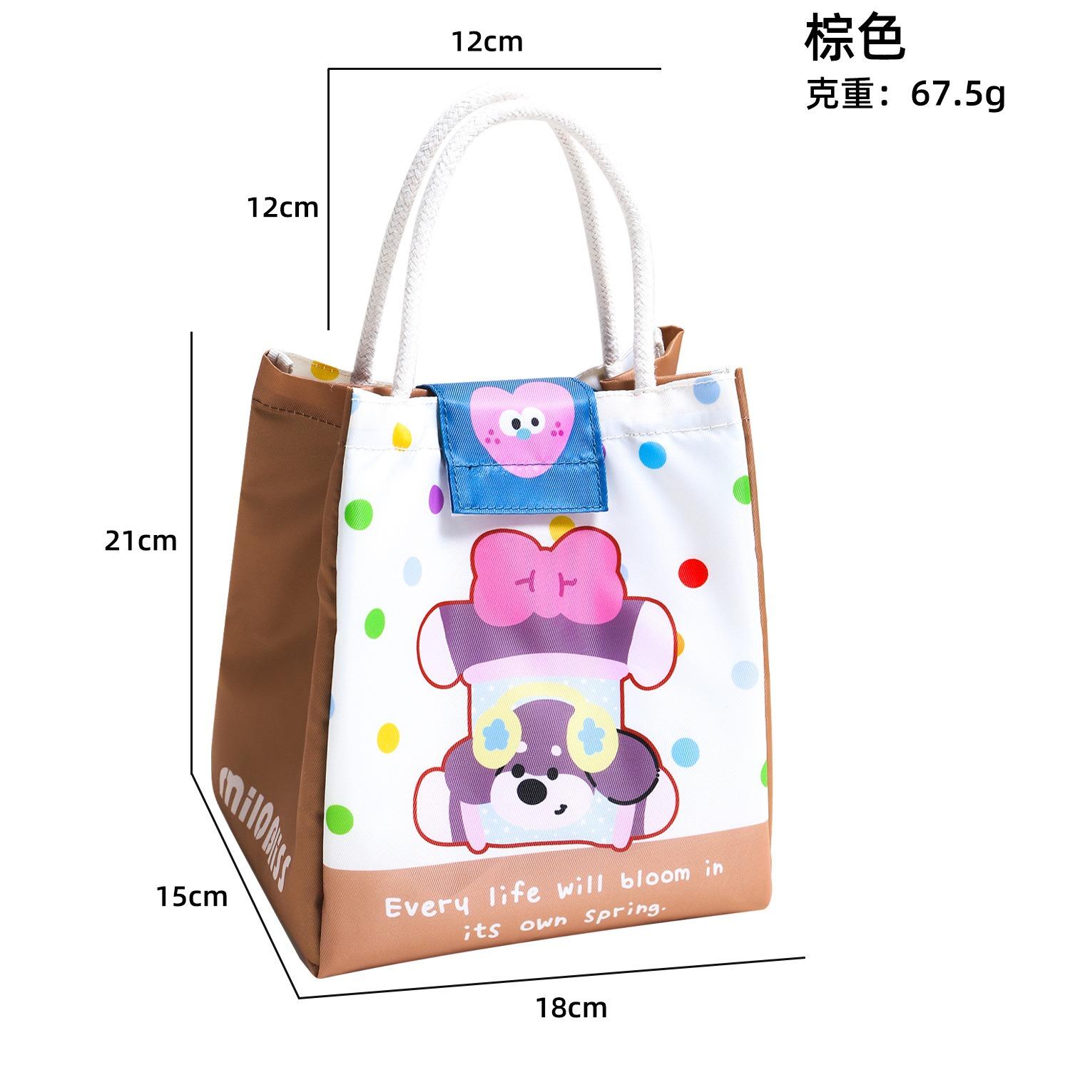 Cute insulated lunch box bag, bento box, insulated bag, student lunch bag, thickened aluminum foil bag, portable snack bag коричневый