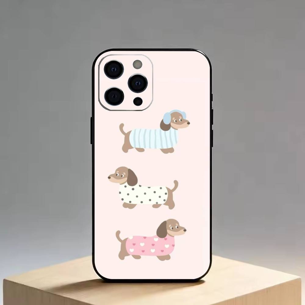 Sausage Dog Phone Case For iPhone 17, 16,15,14,13,12,11 Plus,Pro Max, Others Soft Black Cover