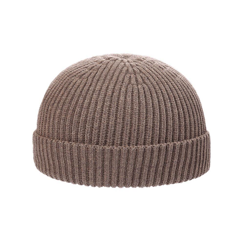 Bonnet Hat Solid Color Women Skullcap Knitted Brimless Hat Korean Style Beanie Hats Men Docker Cap
