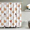 Christmas Shower Curtain, Gingerbread Cookies Pattern Bathroom Decor Set for Holiday Season Home Kitchen Waterproof Fabric with