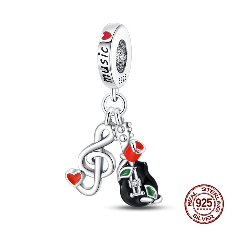 100% 925 Sterling Silver Guitar Musician Painter Doctor Career Charm Bead Fit 925 Original Bracelet DIY Souvenir Jewelry