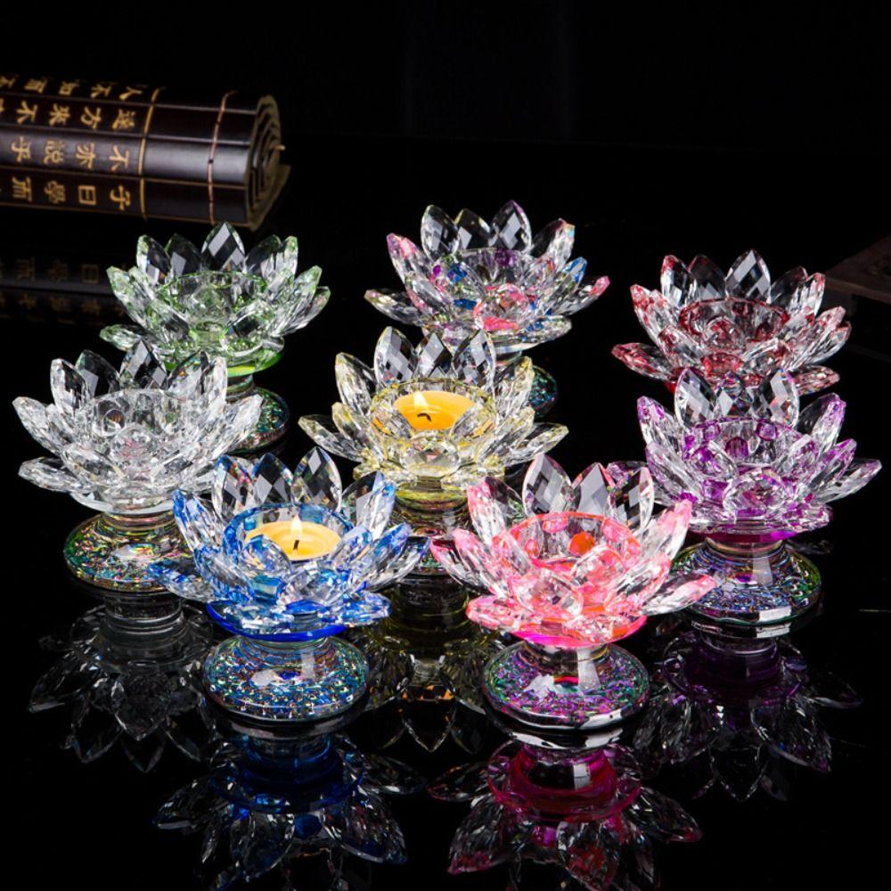 Tall Feet Quartz Crystal Lotus Multicolor Tall Feet Lotus Figurines  Wedding Party