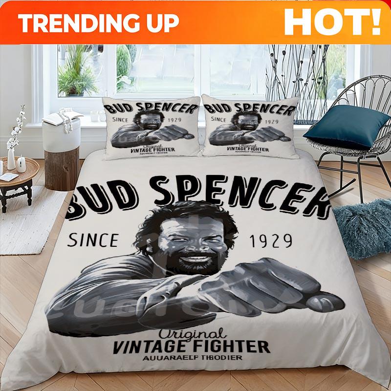 Personnalisé 2/3 pièces Bud Spencer Rétro Combat Impression Housse de couette Ensemble Housse de couette Multifonctionnelle Ensemble trois pièces, avec un Fort Fes EU Single(135x200cm)