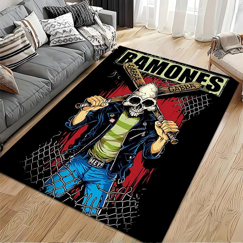 Skull Punk Rock Design Carpet suitable as a non-slip mat for the living room or bedroom sofa