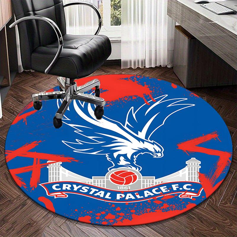 1PC round rug Crystal Fc Crest Printed Round Area Rug ,Rug For Home Office, Round Chair Rug, Decorative Carpet Fan gifts Christmas gift