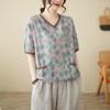 Camiseta Casual solta de algodão vintage de manga curta Oversized tops Feminino camiseta de verão
