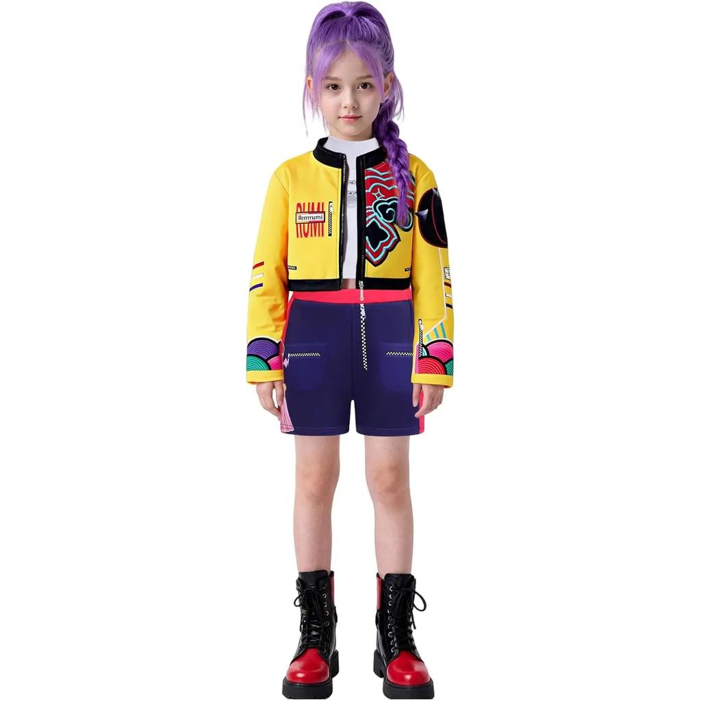 Kpop Rumi Zoey Mira Party Girls Demon Costume Hunters Cosplay Outfit Jacket Top Shorts Kids Halloween Costumes Singer Cosplay