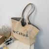 2025 spring and summer new double-sided tote bag women's casual large-capacity striped shoulder bag hand bag