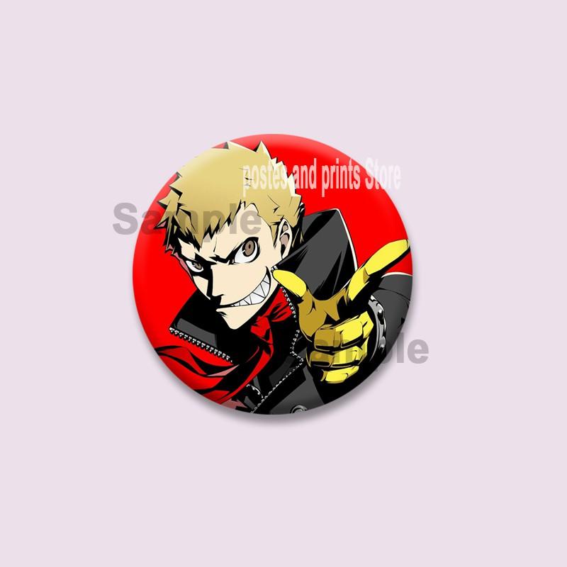 Spiel P-Persona 5 Runde Anstecker Ann Takamaki Ren Amamiya Knopfleisten Tasche Kleidung Dekorationen Brosche Sammlerstücke Schmuck Geschenke