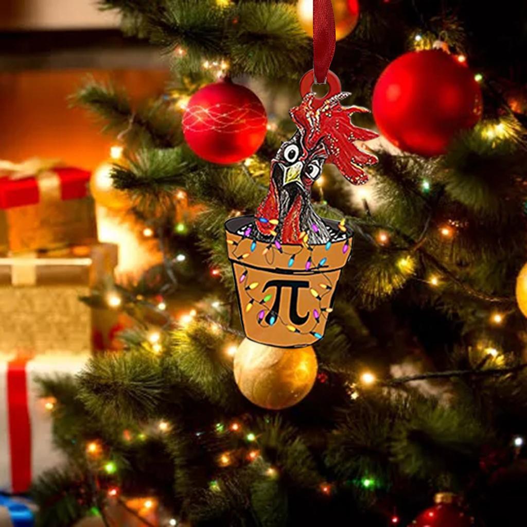 Christmas Scarf Chicken Holiday Decoration, Christmas Outdoor Decorations Wood Christmas Ornaments