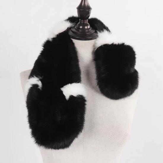 Russian Women Thick Natural Fur Scarf Winter Ladies Warm Real Rabbit Fur Muffler Knit Fluffy Pompoms Genuine Fur Scarves