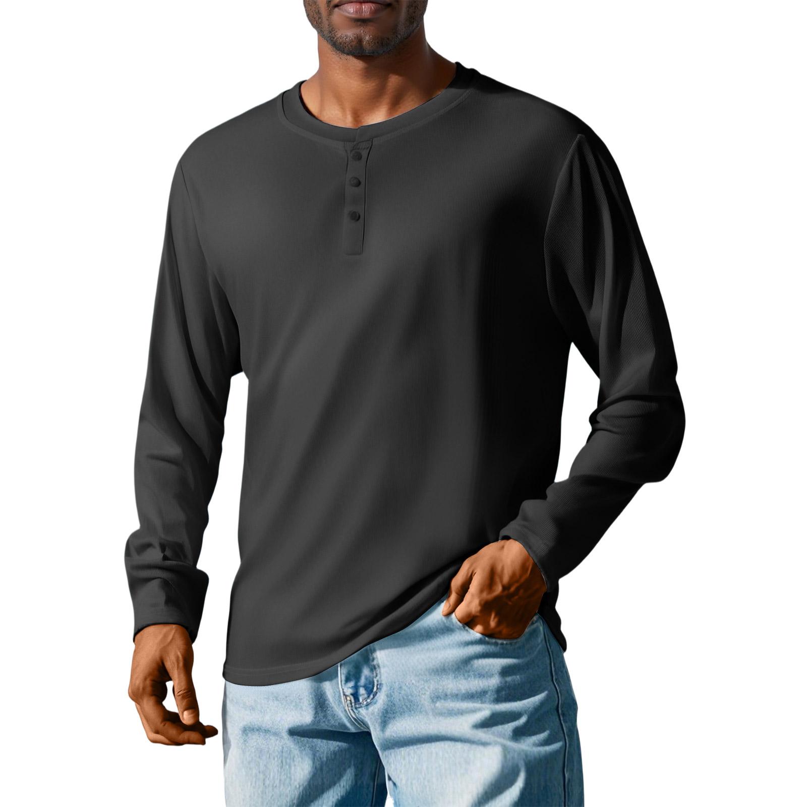 

Мужская пуговичная свободная повседневная рубашка с длинным рукавом, модный топ M