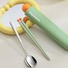 With Storage Box Student Flatware Set Dopamine Style Chopstick Spoon Camping Cutlery Set  School
