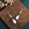Cloisonné Magnolia Earrings with Gold-Plated Copper and Imitation Hetian Jade in Retro Court Style