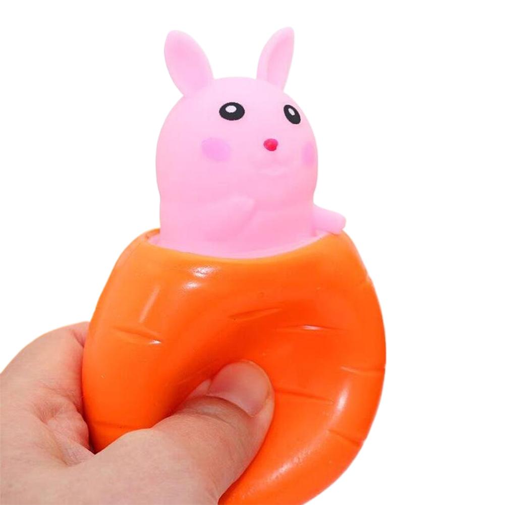 Easter Carrot Rabbit Squeeze Toy Cute Bunny Stress Relief Toy Decompression Toys Easter Birthday Gift for Kids розовый