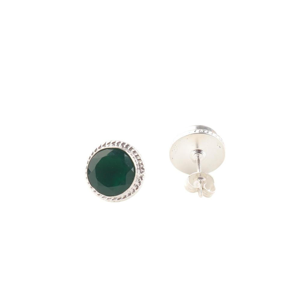 Grüner Onyx Edelstein 925 Sterlingsilber Schmuck Handgefertigte Ohrstecker 0,53" EE-147-17