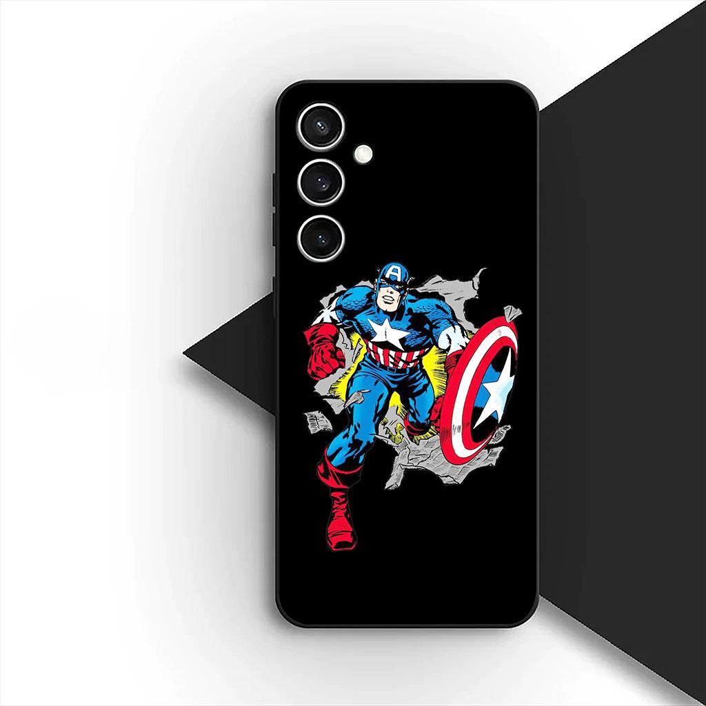 Phone Cover for Samsung Galaxy S25 S24 S23 FE Ultra Plus S7 Edge S25+ S23+ A56 5G Casing Soft Case Captain America Shield Marvel