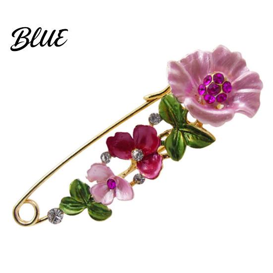 Flower Brooch Pin 3D Decor Scarf with Rhinestone Inlay Thick