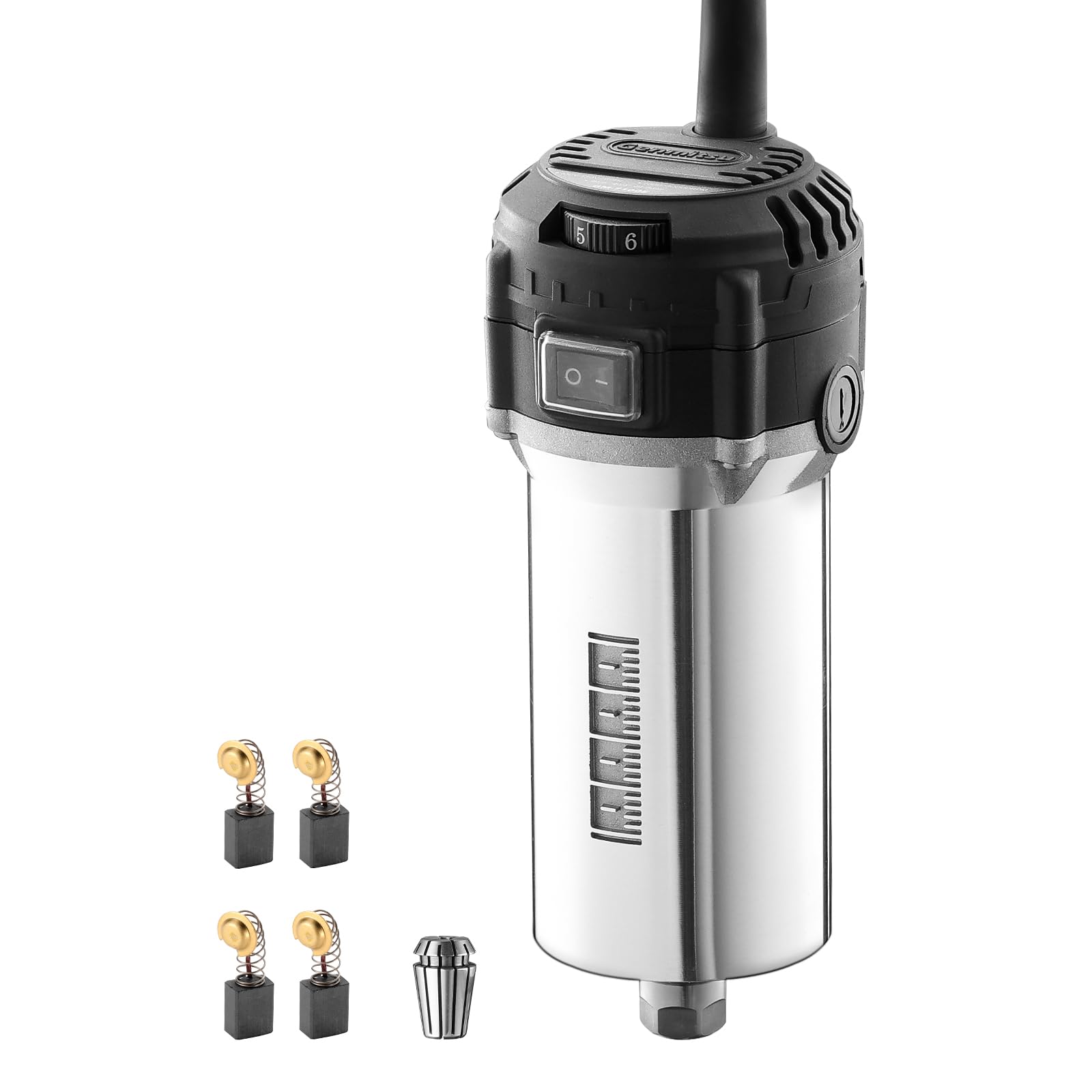 

Компактный фрезер Genmitsu 710 Вт, 65 мм, 6-скоростной регулируемый триммер для ладони с цангой ER11 и 4 угольными щетками, обновление шпинделя ЧПУ