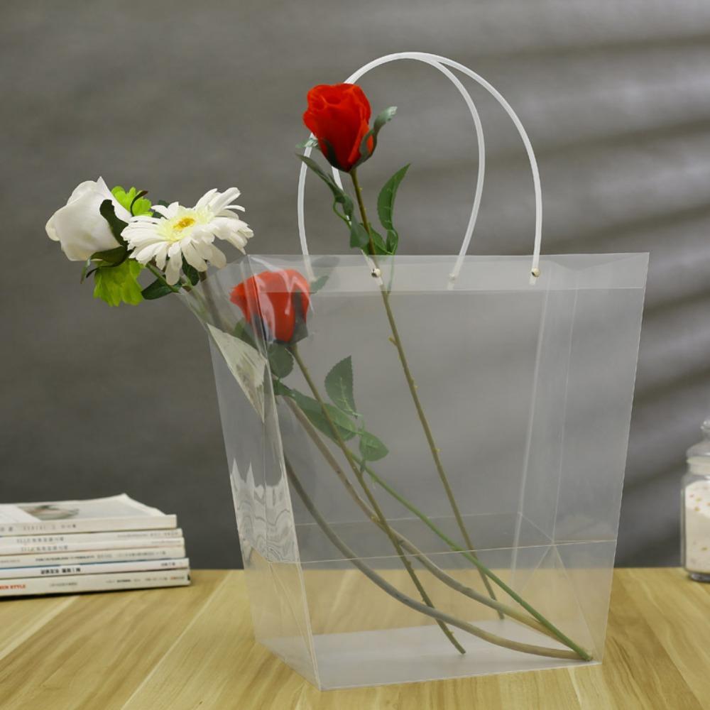 With Handle Flower Gift Packing Box Transparent Wedding Party Decor High Quality Hand Gift Bag