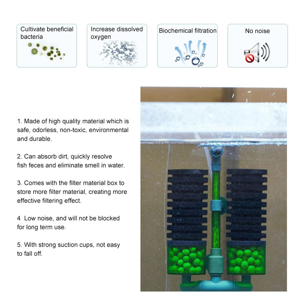 2 Types Aquarium Double Head Biochemical Sponge Foam Filter Fish Tank Equipment