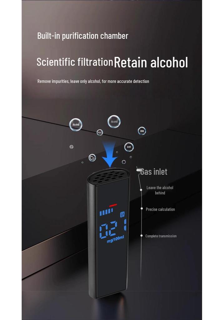 High-Precision Breathable Alcohol Breathalyzer for Drunk Driving Detection