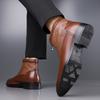 2026 Men's Business Casual Ankle Boots - Genuine Leather with Side Zipper&Brogue Perforations, Breathable Lining for Urban Style