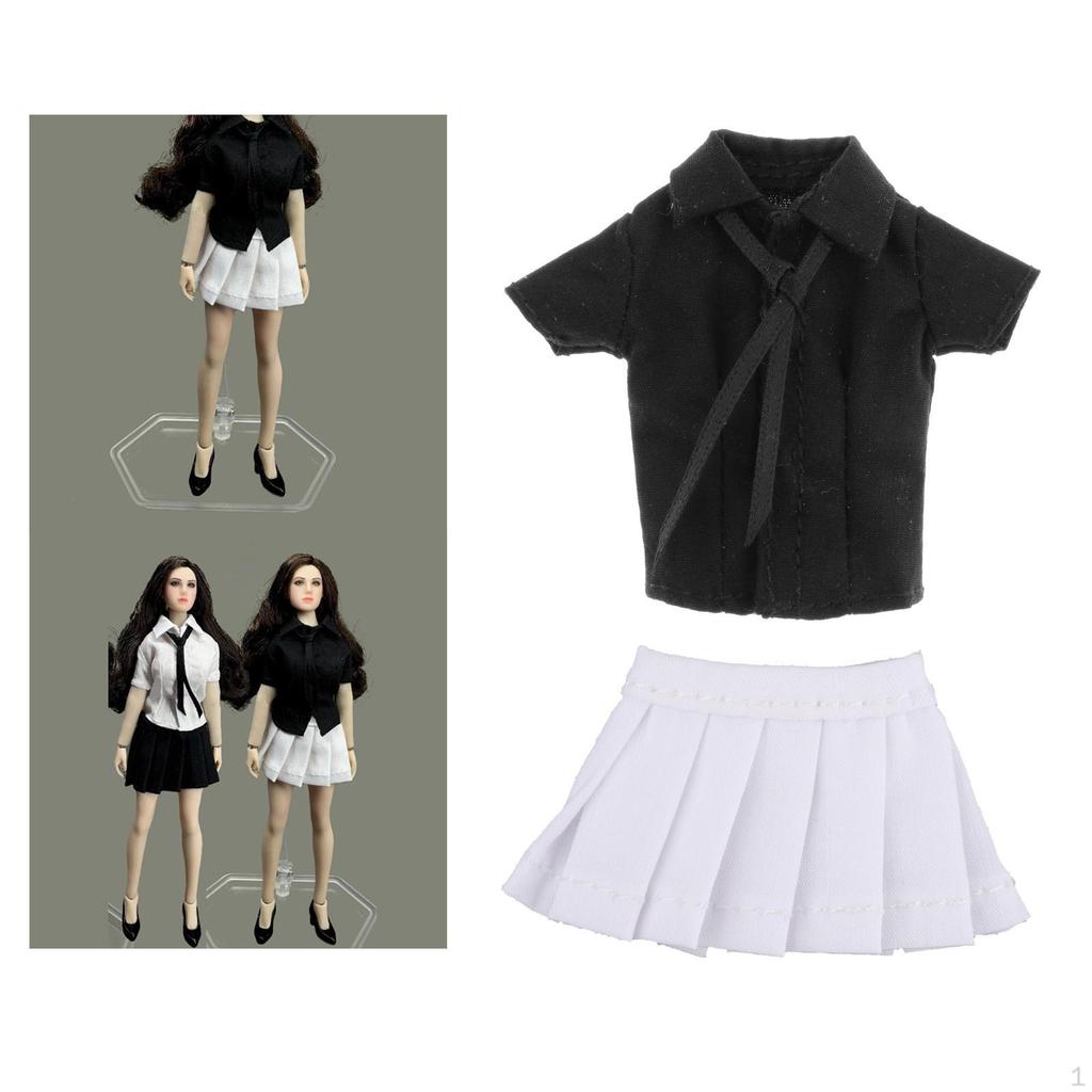 1/12 Weibliche Figur Kleidung ,Kompletter Anzug ,Kurzer Rock ,Hemd Krawatte Accessoires Handgemachtes Outfit Miniatur