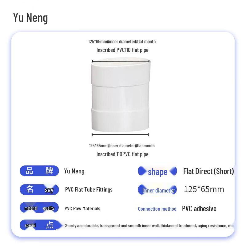 PVC Flat Pipe Connector for Bathroom and Kitchen