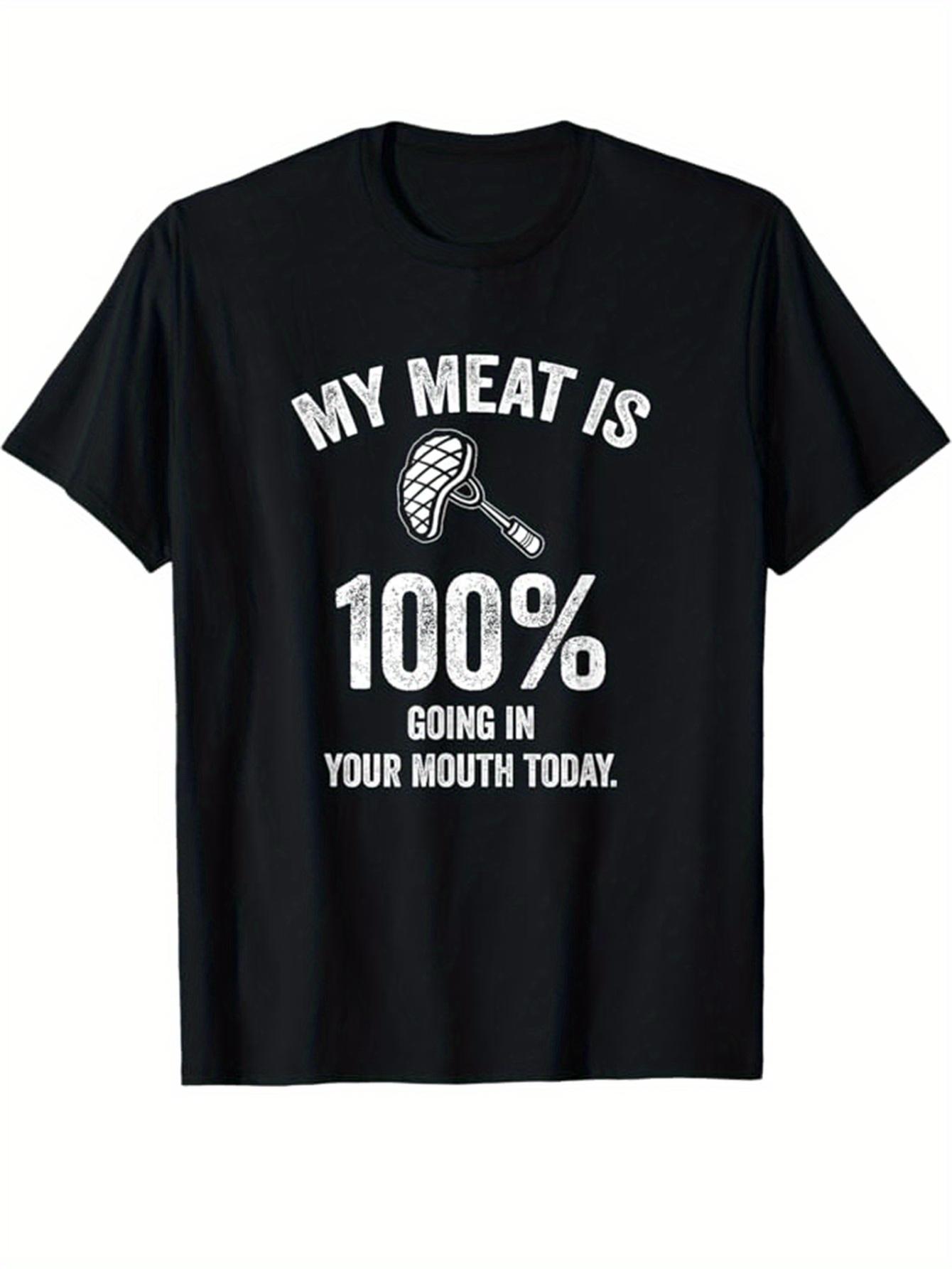 Mens BBQ Graphic Tee 100 Cotton Short Sleeve Crew Neck TShirt Casual Geometric Pattern AllSeason Wear Black S