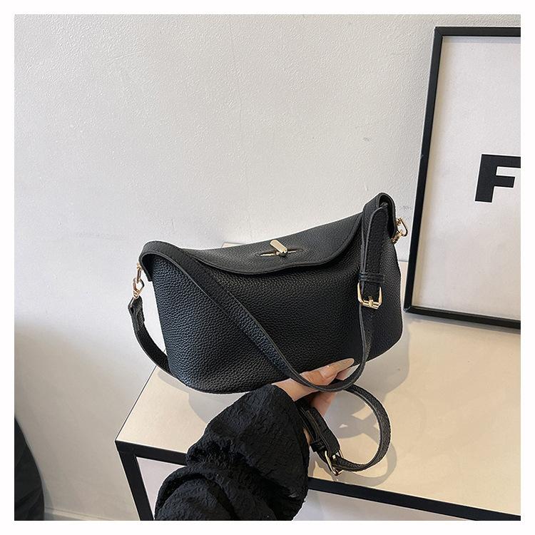 

2025 new Sen Meng versatile casual lychee pattern retro transfer lock portable bucket bag women s shoulder messenger bag чёрный