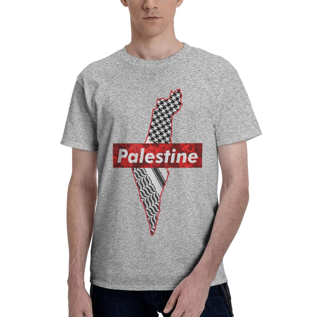 Palestine Flag Gaza T Shirts Unisex Pure Cotton Vintage TShirt Round Collar Tees Short Sleeve Tops Summer
