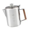 Stovetop Coffee Pot Stainless Steel Coffee Percolator with V Spout Wood Handle Multi Stove Compatible for Camping