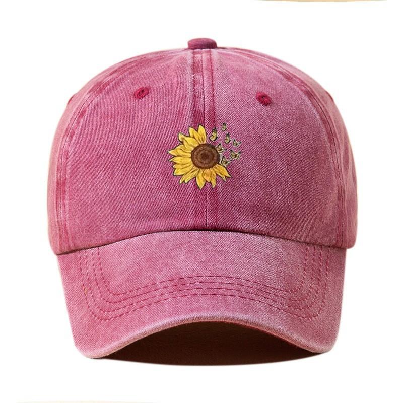 1Pieces SunFlower Hat Washing Printing Sunshade Outdoor Cap Duck Tongue Cap Men Women's Solid Color Mountaineering Hat