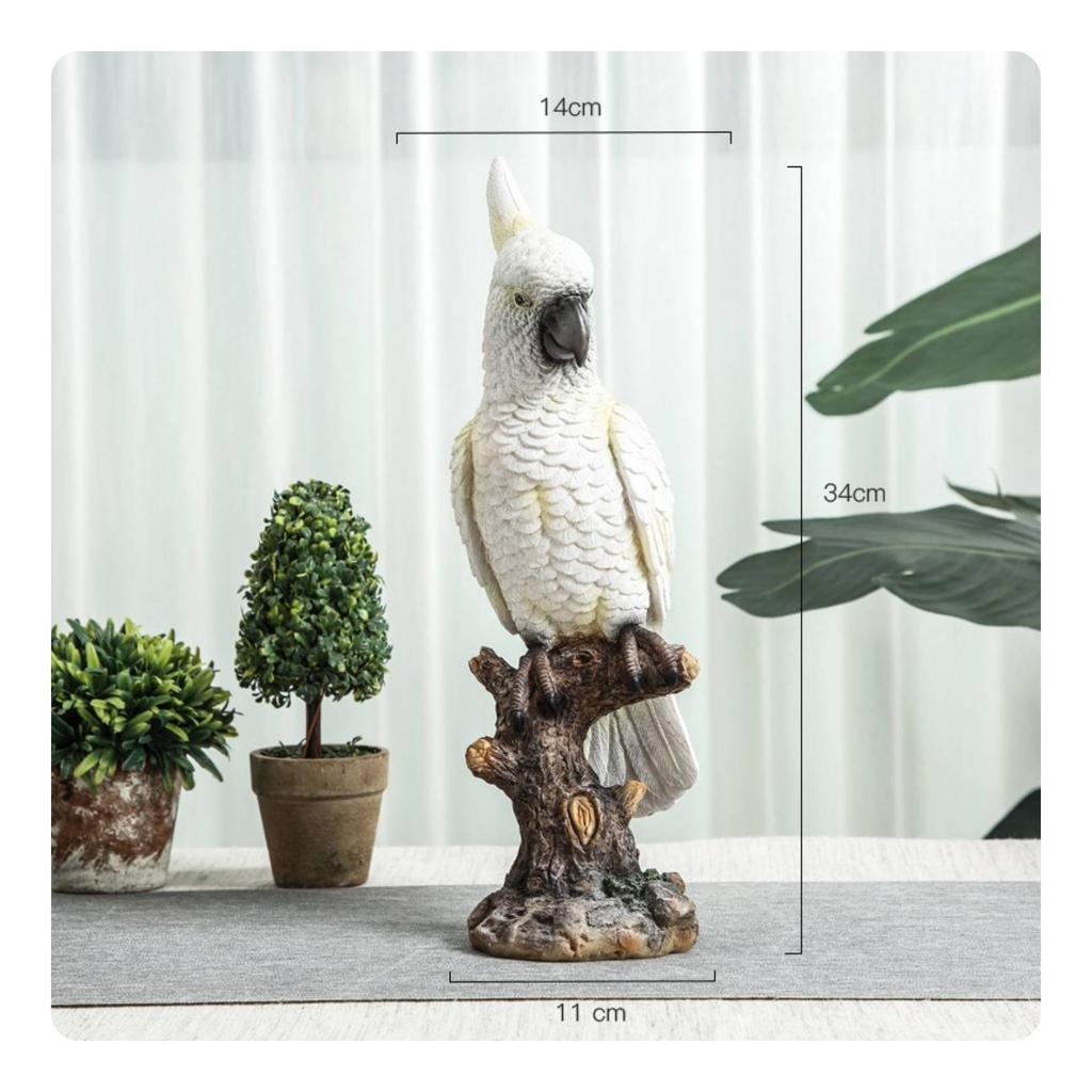 Resin Parrot Figurine Lifelike Statue with Tree Stump Base Compact