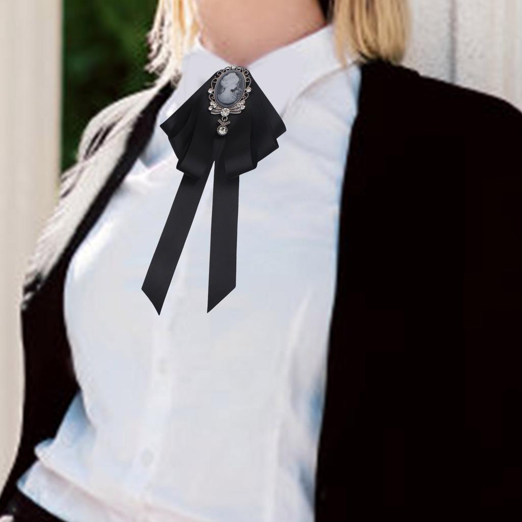 Handmade Ribbon Bows Brooch Men's Suit Shirt Collar Pin Rhinestones Crystal for Special Occasion