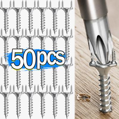 50x Seamless Nails For Solid Wood Baseboard Double Headed Screw Self Tapping Screws Home Decoration Foot Line Invisible Fix Kit