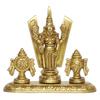 Pure Brass Tirupati Balaji Idol With Shankh & Chakra, Golden Finish - 3.5 Inch