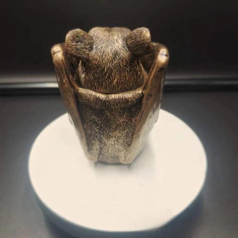 Halloween Resin Bat Secret Trinket Stash Box Sculpture Miniature Decor Desktop Ornament Vampire Bronze Gothic Style Jewelry Box