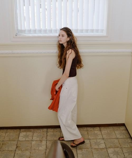 DEPOUND Tuck Wide Denim Pants [White]