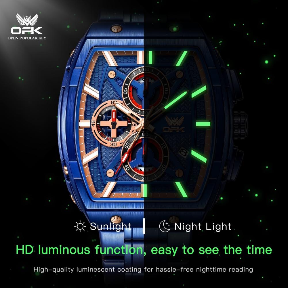 OPK 6103 Fashion Chronograph Men's Watch Luminous Waterproof Calendar Business New Quartz Wristwatch for Man