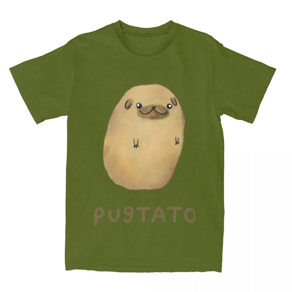 Cute Potato Pug Men Women T Shirt Kawaii Pet Dog Puppy Pugs  Novelty Tee Shirt T-Shirts Pure Cotton Gift Idea Clothing