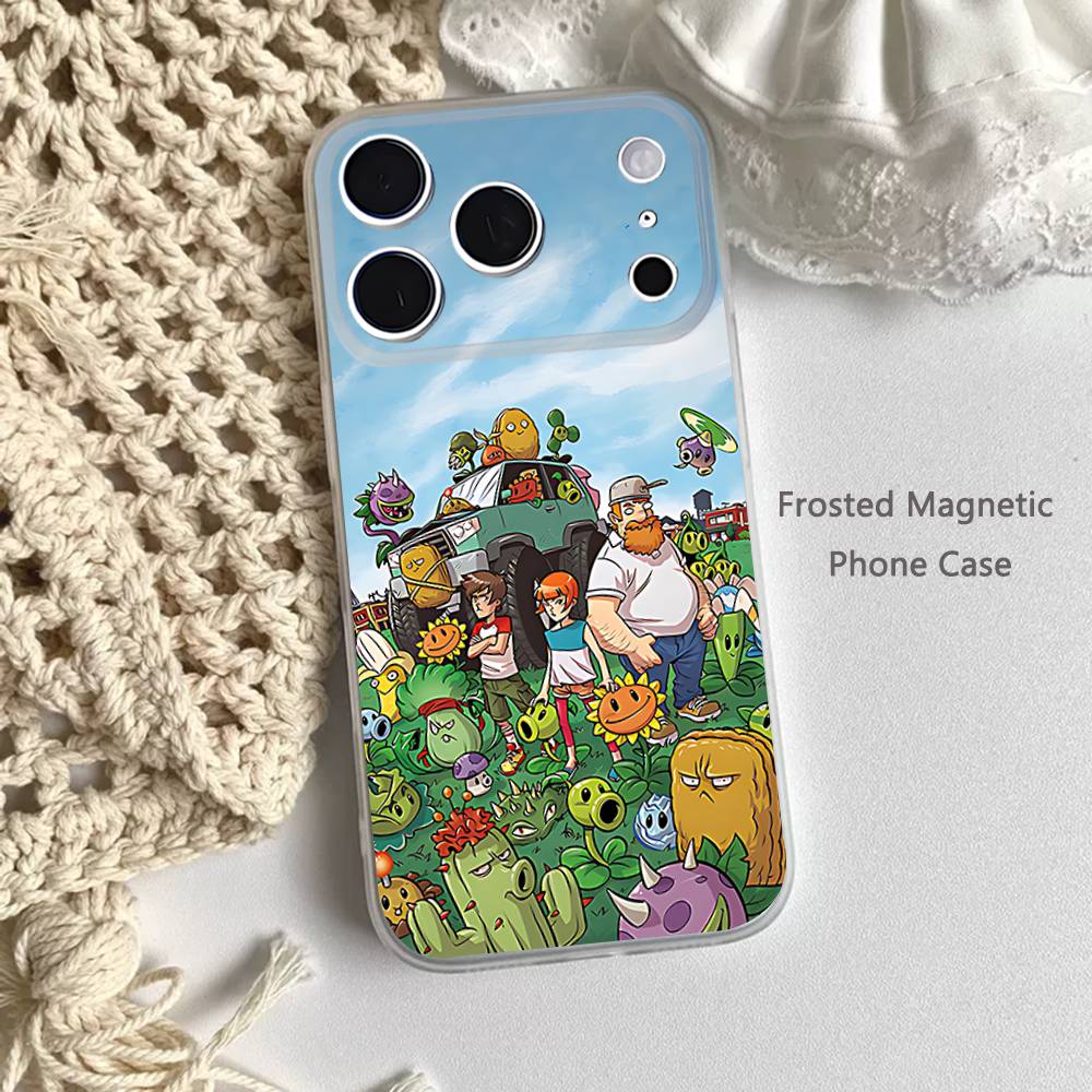 P-Plants vs Zombies Game Phone Case For iPhone 14,16,12,17,13,15,11 Max,Pro,Mini,Plus,Air,E Magnetic Frosted Transparent