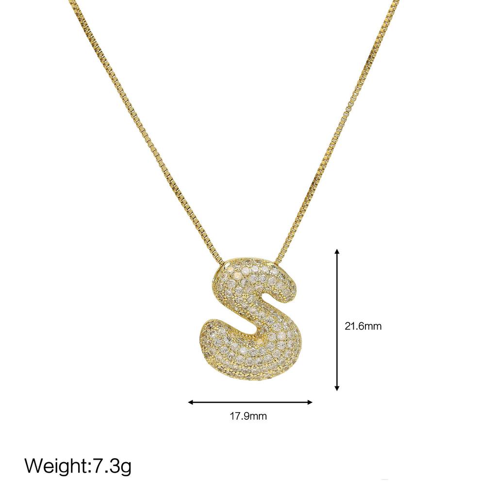 Luxury Zircon 26 English Letter Pendant Necklace for Women Gold Plated Stainless Steel Chain Fat Alphabet Hip Hop Necklace